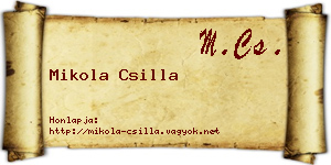 Mikola Csilla névjegykártya